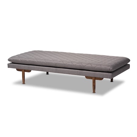 Baxton Studio Marit Mid-Century Grey Upholstered Walnut Finished Wood Daybed 158-9617